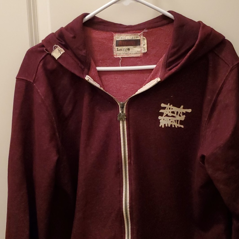 Men's zip front hoodie.